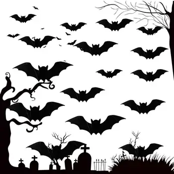 16Pcs Ružová Halloween Bat Stenu, Nálepky 3D Samolepky na Stenu Strašidelné Decos Rekvizity Slávnostné DIY Domáce Stenu Halloween Dekorácie