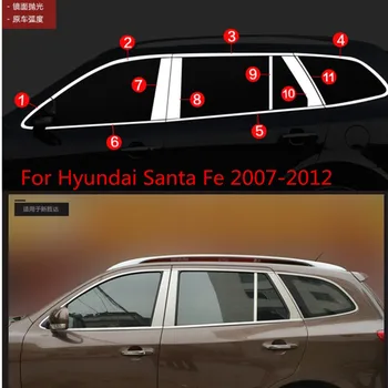 2007 2008 2009 2010 2011 2012 pre Hyundai Santa Fe Chrome Okno Orezania 22pcs Rám Parapet Pás Trim S Center Pilier GH