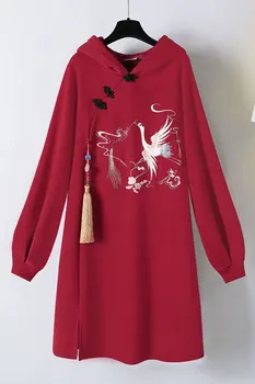 2023 Jar Nový Rok Vintage Oblečenie pre Ženy Lady Tradičné Hanfu Mikina Šaty Moderný Čínsky Cheongsam Šaty
