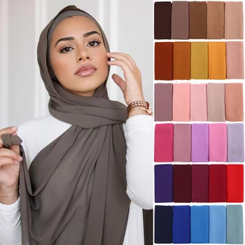 Moslimské Šifón Hidžáb Šatku Ženy Dlho Farbou Hlavy Zábal Pre Ženy Hijabs Šatky Dámske Moslimských Závoj Jersey Hijabs 180*70 cm