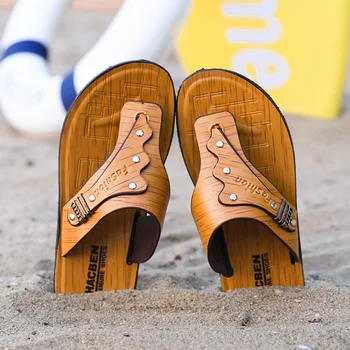 Muži Letné žabky Plážové Sandále Anti-slip Bežné Ploché Topánky Vysokej Kvality Papuče Domáce Papuče pre Mužov Dizajnér Sandále